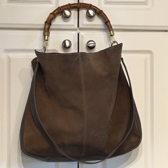 Gucci Handbags - Vintage Gucci Bamboo Handle Brown Leather Hobo Bag